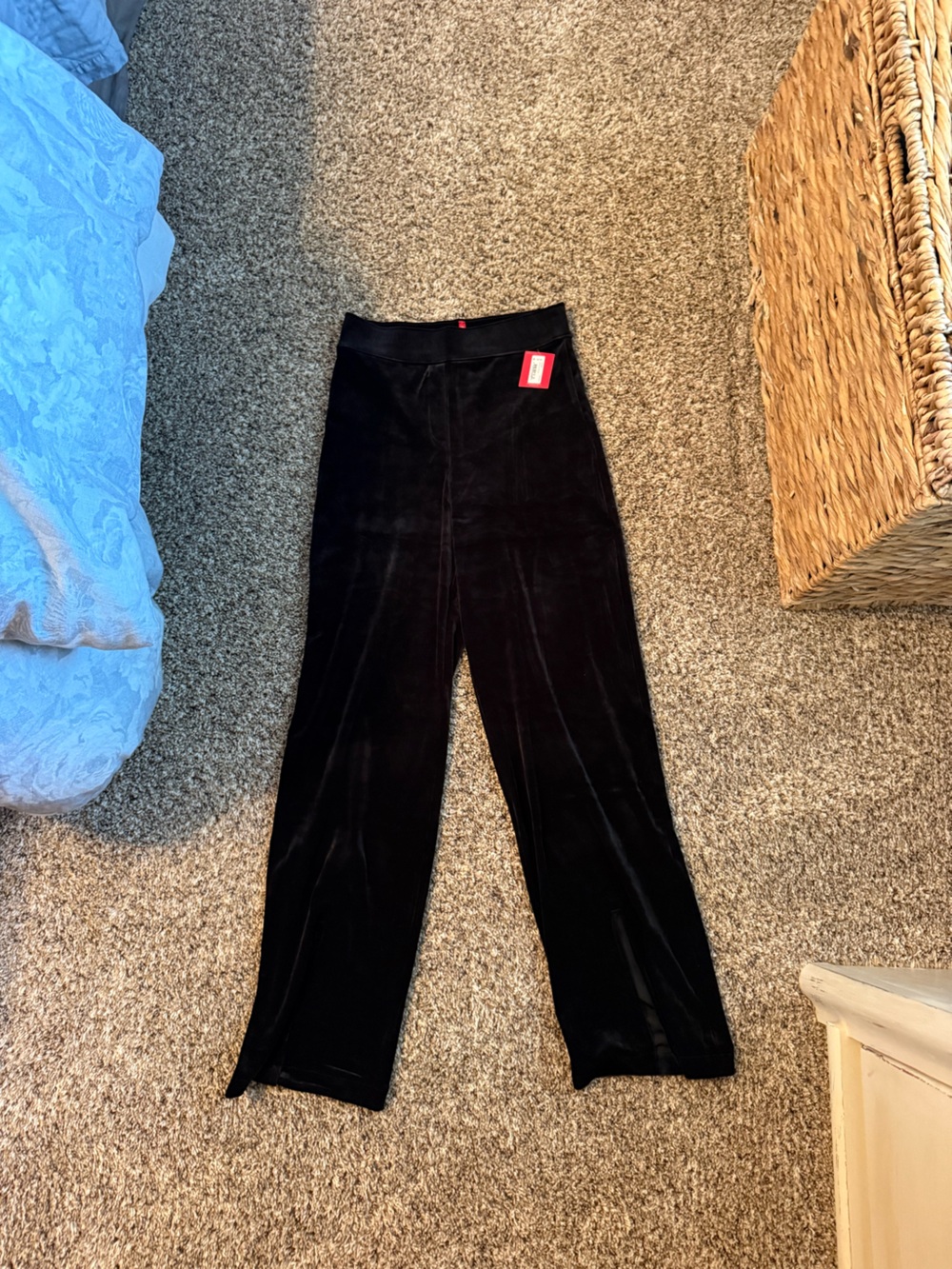 SPANX Black Velvet Wide-Leg Leggings